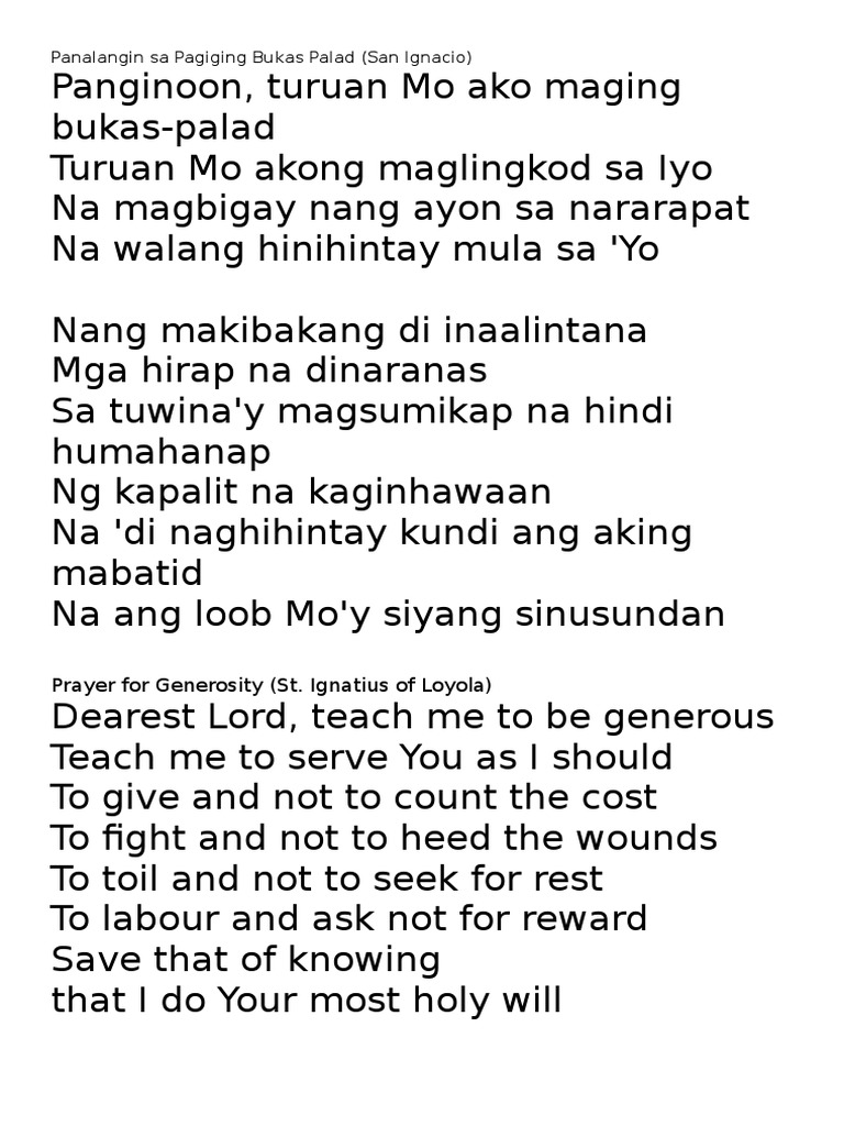Panalangin Ng Pagiging Bukas Palad Chords Youtube vrogue.co