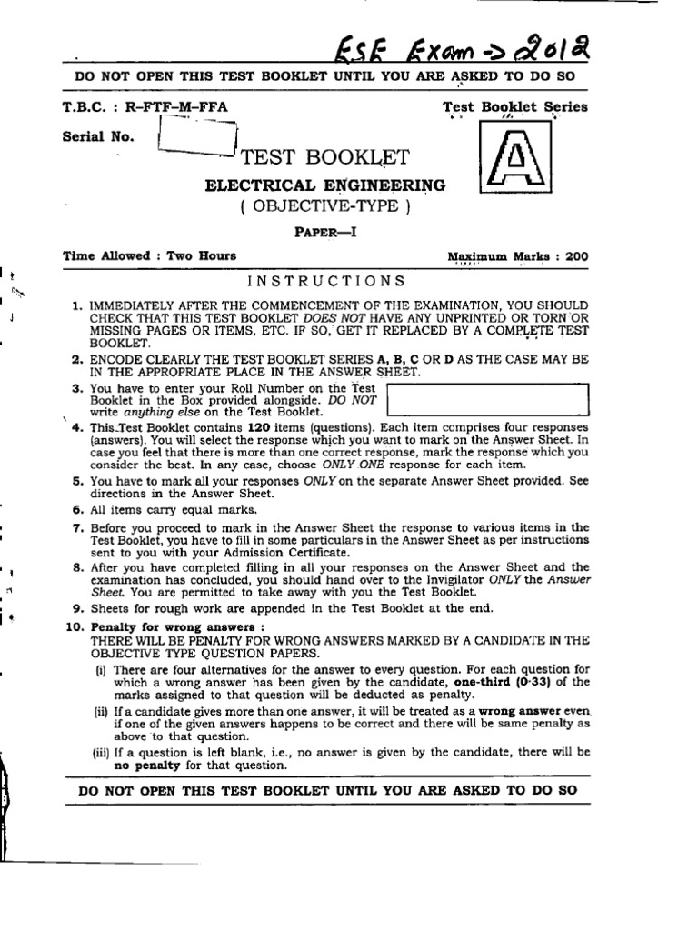 Objective Type Electrical Engineering Paper I PDF | PDF