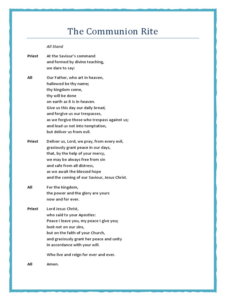 Resource 5 - The Communion Rite Priest and Audience Response | PDF