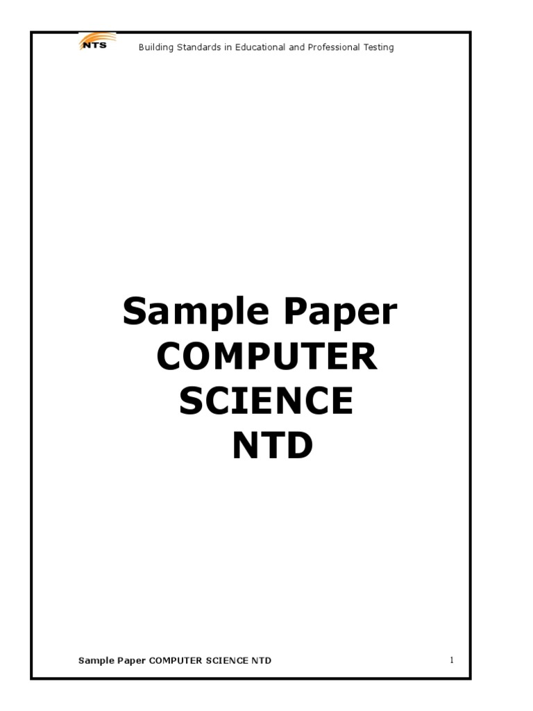 Sample Paper Computer Science NTD: Building Standards in Educational ...