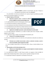 Raportul Fisei de Autoevaluare 2014-2015