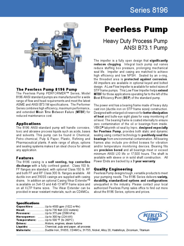 Catalog Peerless PDF Pump Bearing (Mechanical)