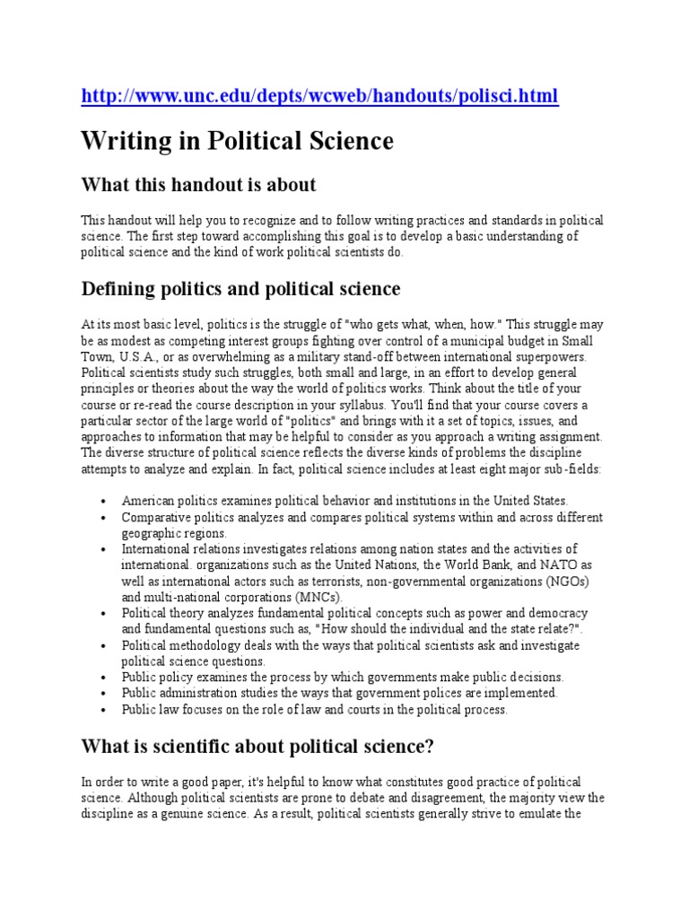 Writing in Political Science | PDF | Hypothesis | Political Science