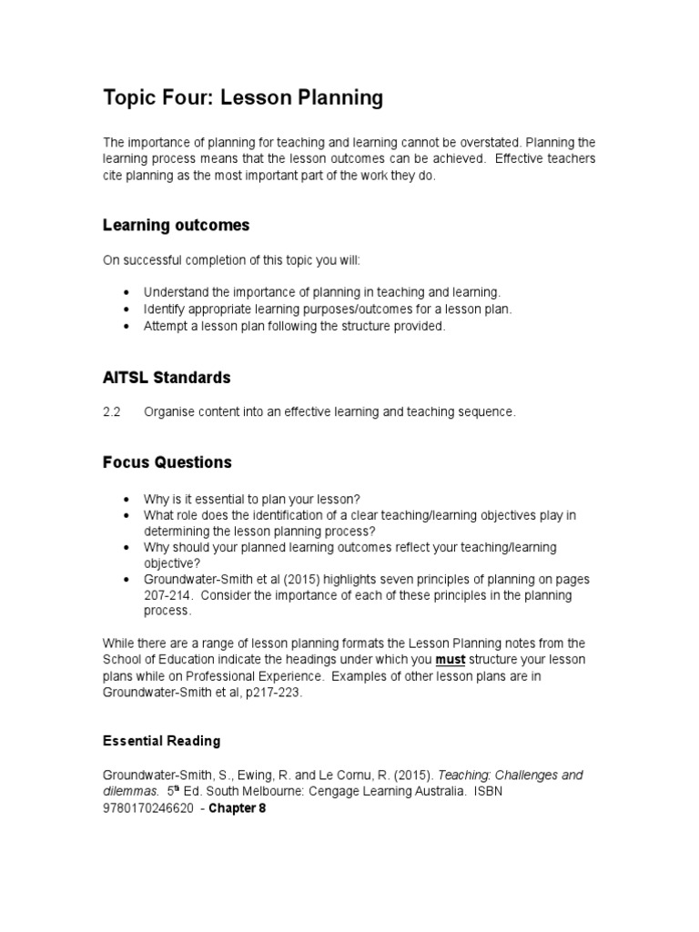 Lesson Planning 1 | PDF | Lesson Plan | Curriculum