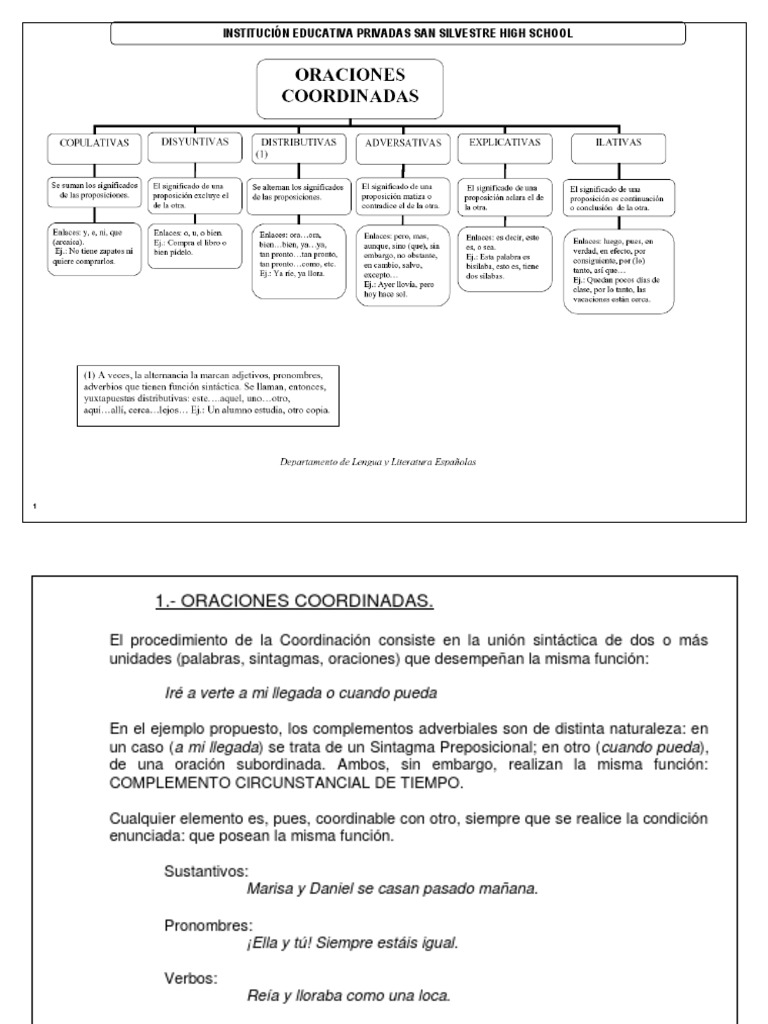 Tipos de Oraciones Coordinadas | PDF | Oración (Lingüística ...