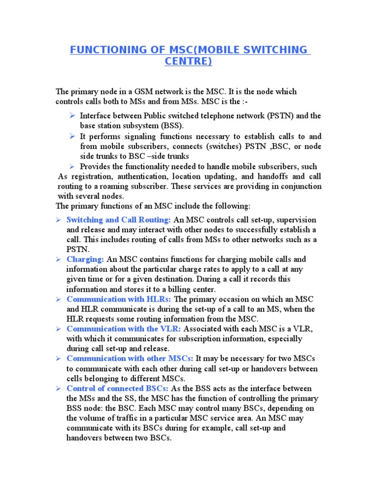 14.functioning of MSC | PDF | Computers | Technology & Engineering