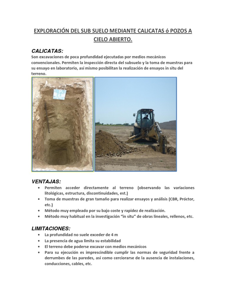 Calicata en Suelo | PDF | Excavación (Arqueología) | Suelo