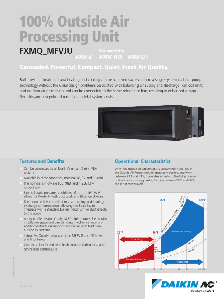 Flyer - FXMQ - MFVJU Outside Air Processing - Daikin AC | PDF | Hvac | Air  Conditioning