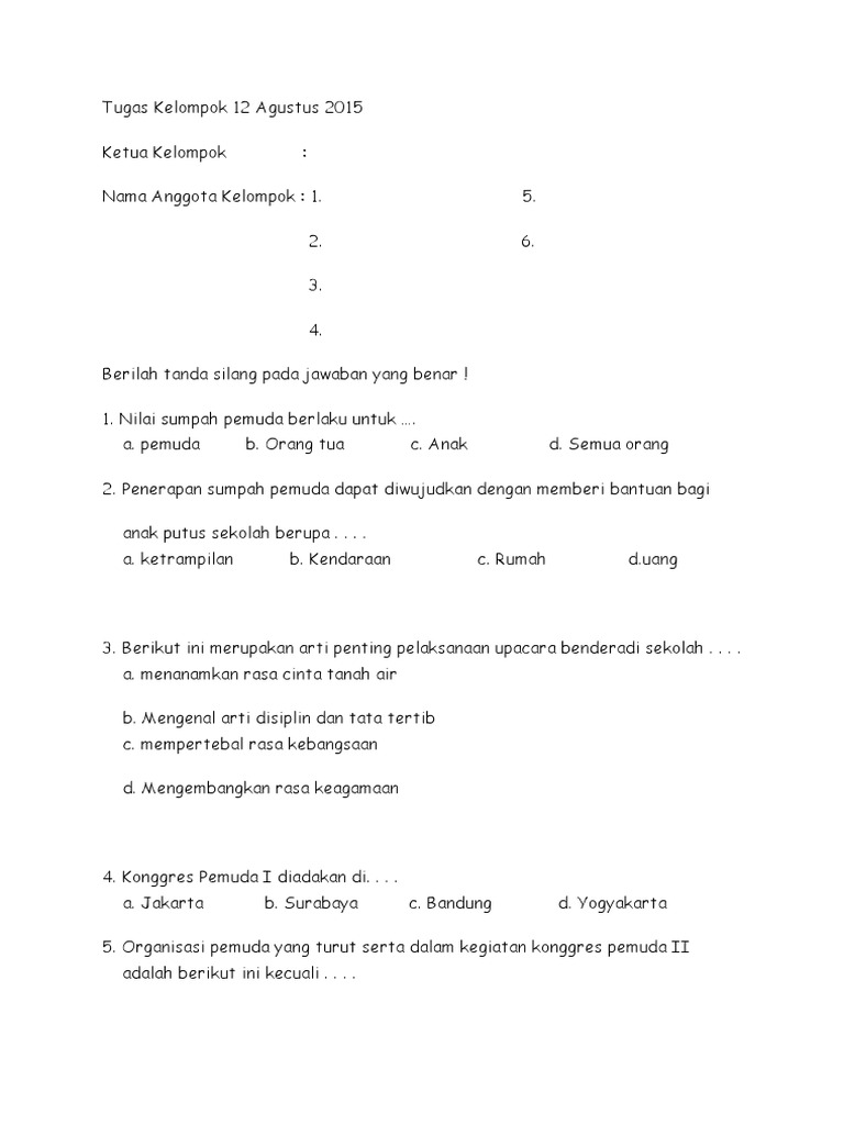 Tugas Kelompok Bab 1 Kelas 3 Sd