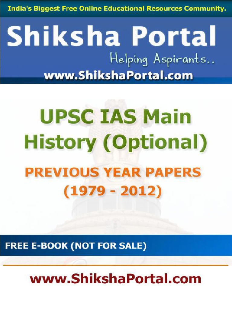 E Book IAS Main History Optional Papers Year 1779 2012 British Raj