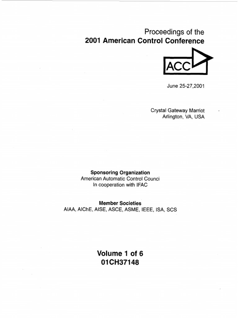 2001 American Control Conference | PDF | Mathematical Optimization