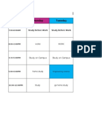 Study Time Table Template