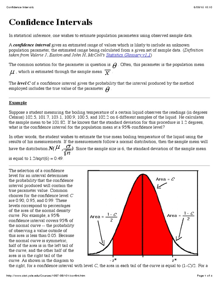 Confidence Intervals Confidence Interval Standard Deviation