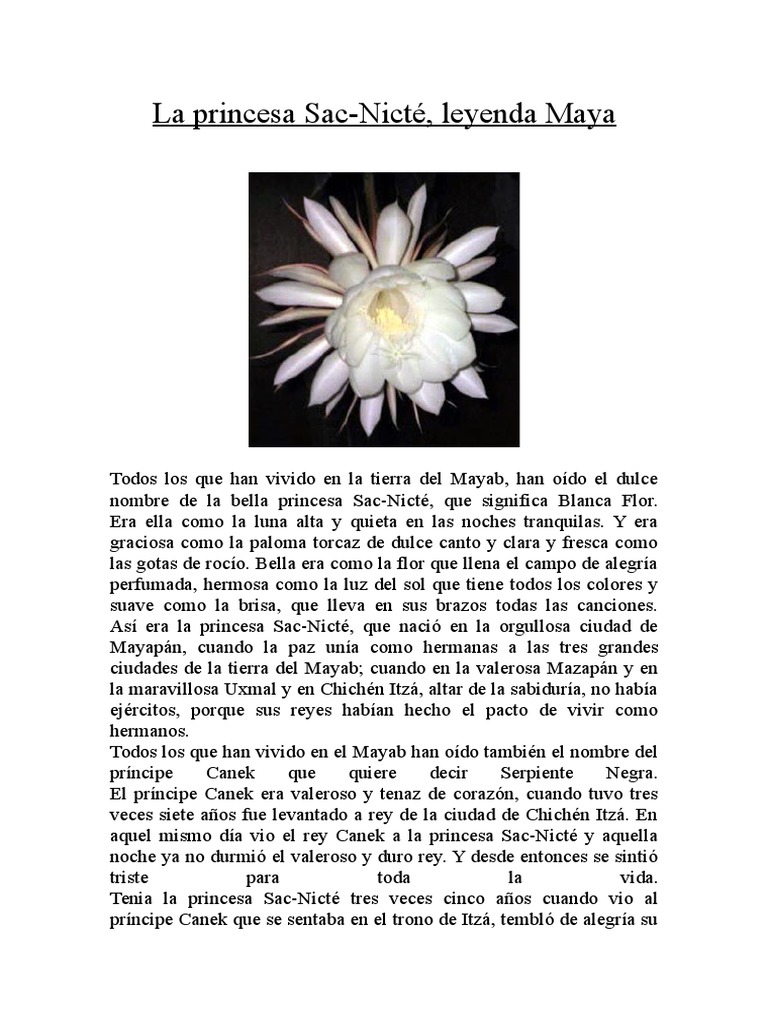 La Leyenda de Sac-Nicté: Princesa Maya | PDF | Civilización maya ...