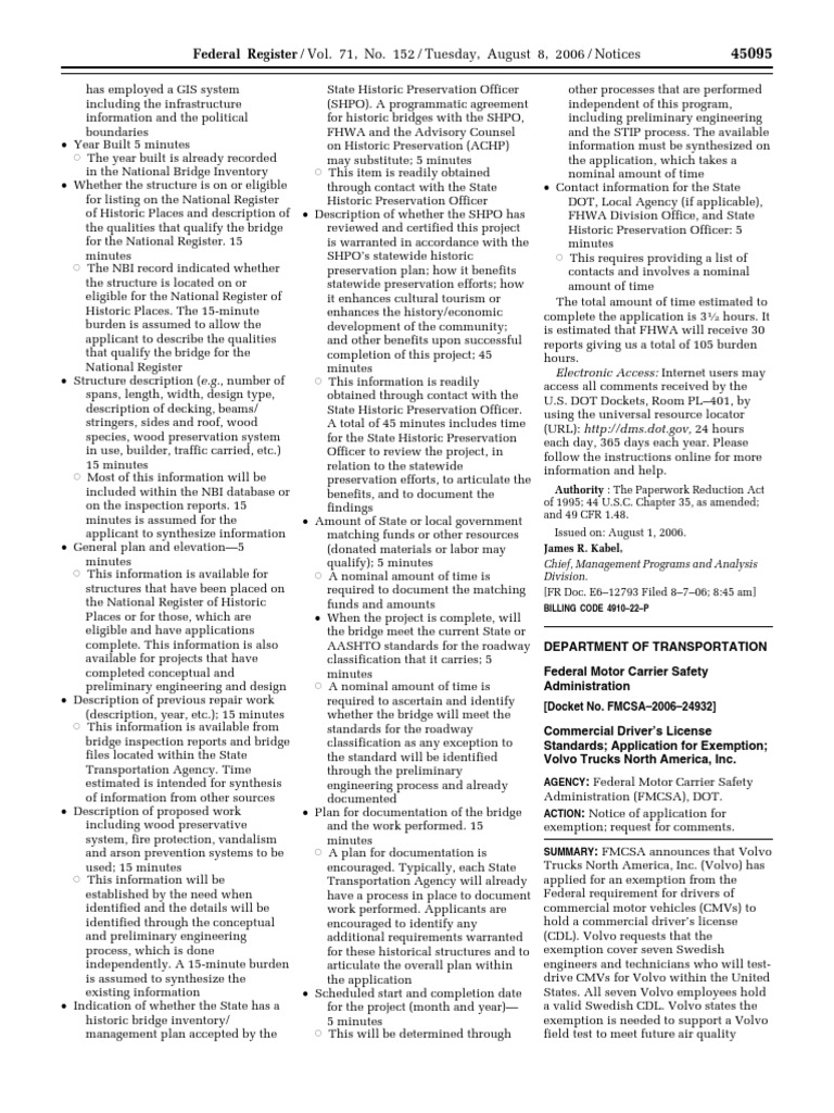 Notice Motor Carrier Safety Standards Commercial Driver's License