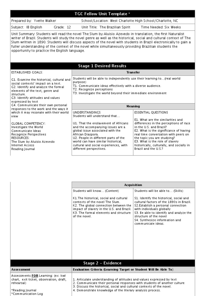 Unit Plan | PDF | Educational Assessment | Communication