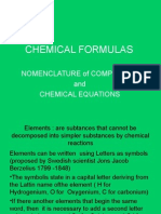 CHEMICAL FORMULAS NOMENCLATURE ofCOMPOUNDS AND CHEMICAL EQUATIONS