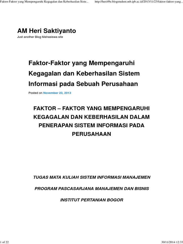 FaktorFaktor Yang Mempengaruhi Kegagalan Dan Keberhasilan Sistem
