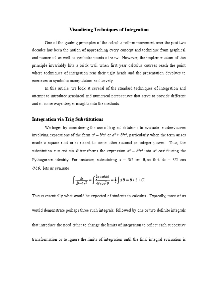 Graphical Insights on Integration Techniques | PDF | Integral ...