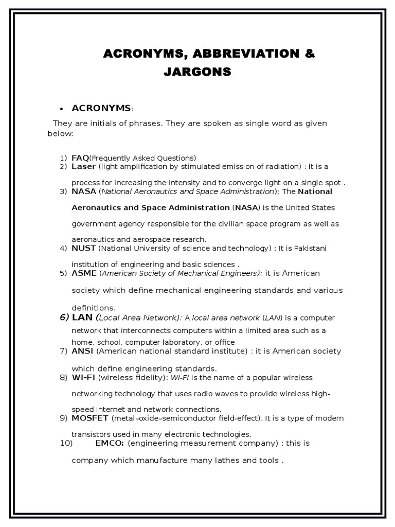 Acronyms, Abbreviation & Jargons PDF Machines Hvac