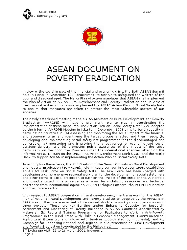 ASEAN and Rural Dev With Poverty Eradcn | PDF | Association Of ...