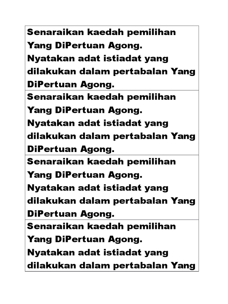 Senaraikan Kaedah Pemilihan Yang Dipertuan Agong Pdf