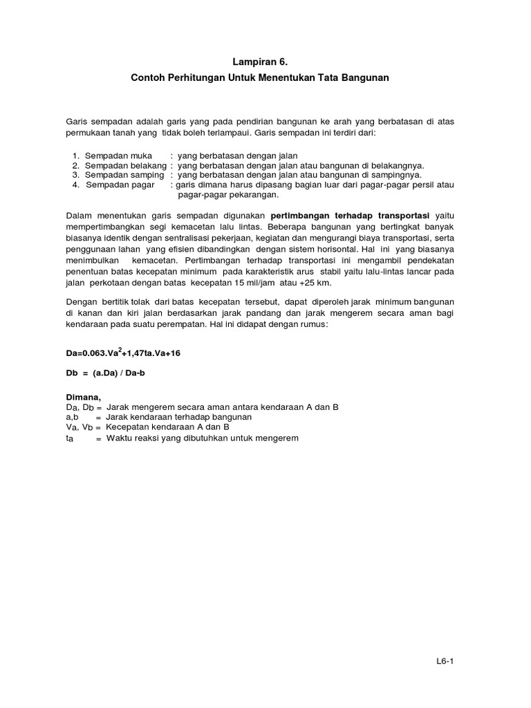 Perhitungan Garis Sempadan Bangunan | PDF