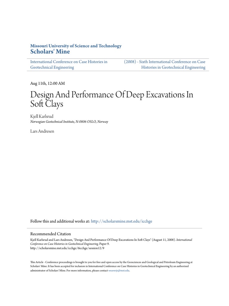Deep Excavations in Soft Clays Analysis | PDF | Soil Mechanics ...