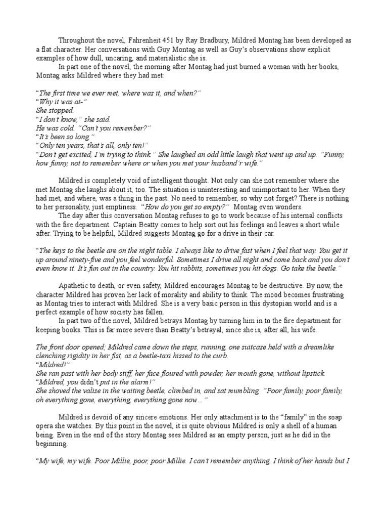 Mildred Montag Characterization PDF