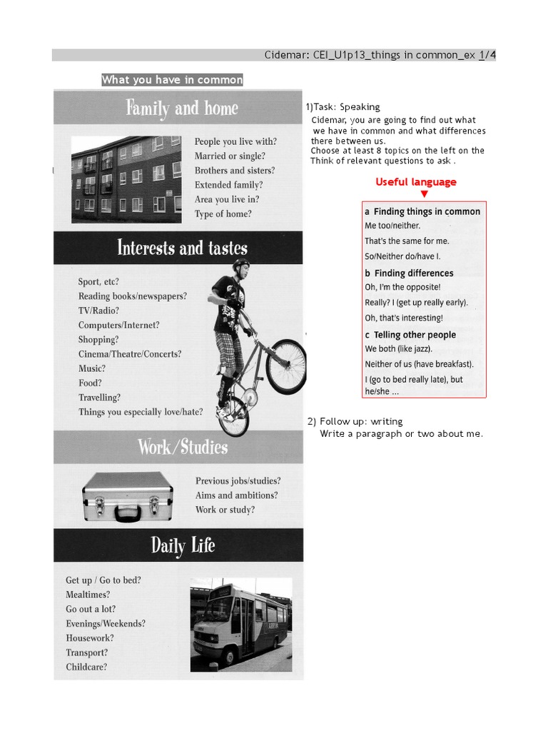 Common Interests Discussion Guide | PDF | Career & Growth | Sports ...