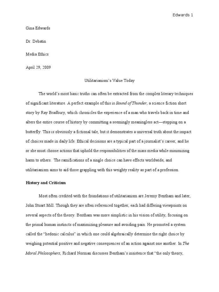 Act utilitarianism essay image