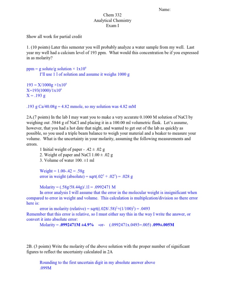 Test1 04 PDF Molar Concentration Titration
