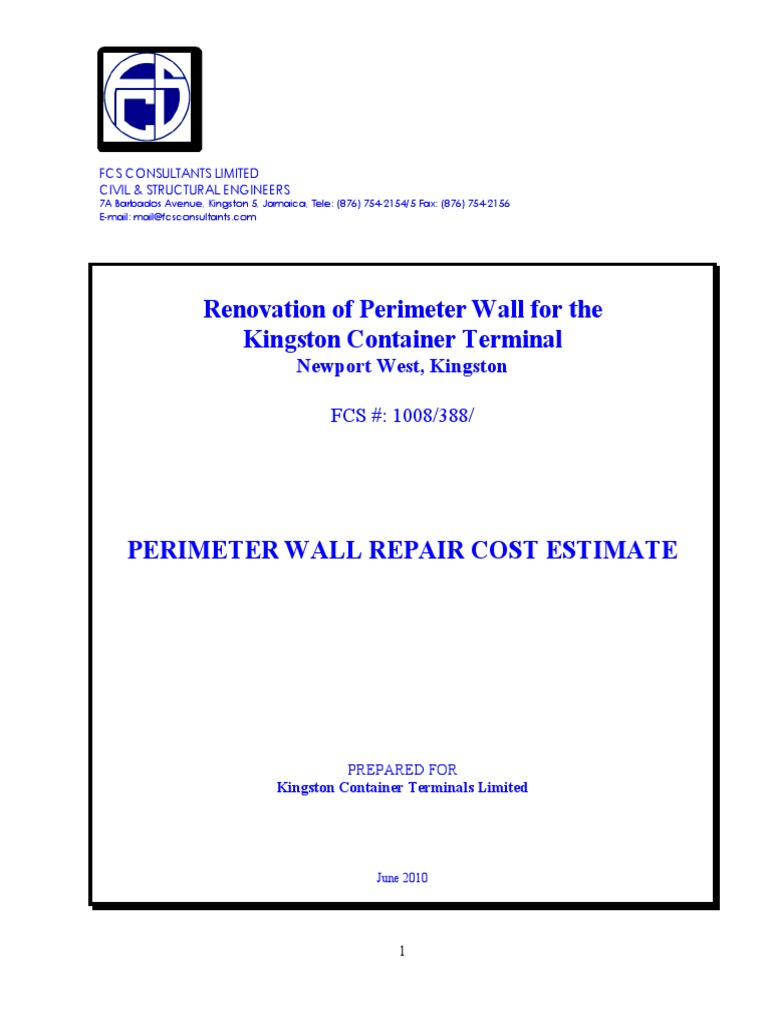 KCT Boundary Wall Repair Cost Estimate PDF PDF Wall Concrete