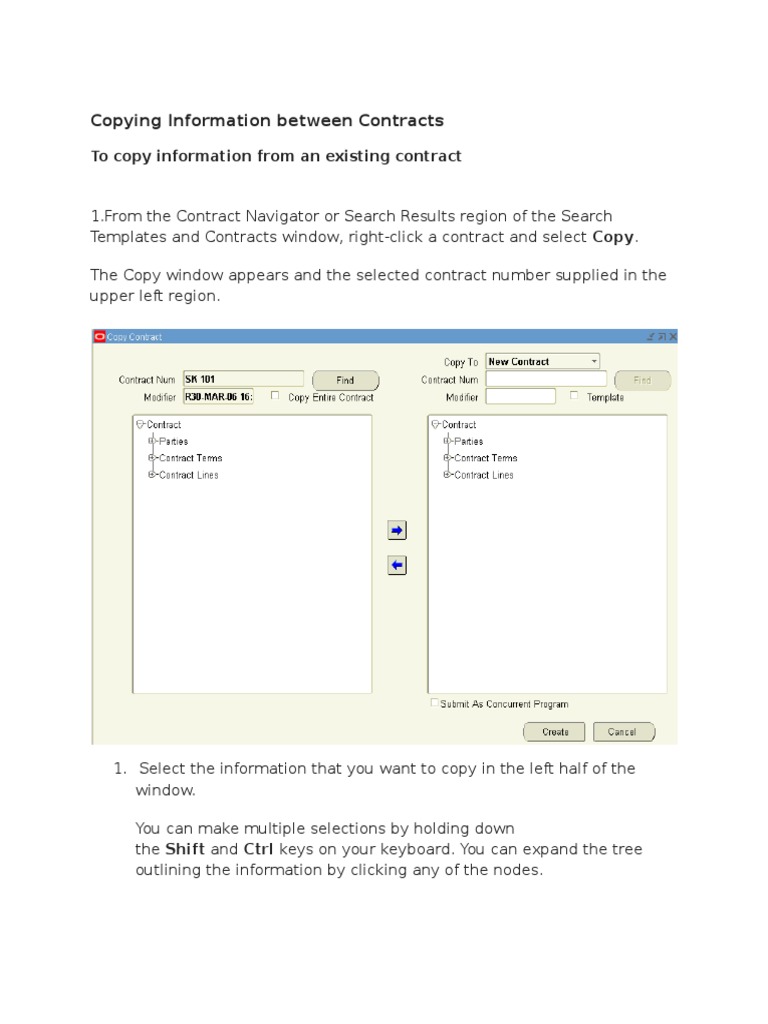 Copying Information Between Contracts | PDF | Control Key | Computer ...