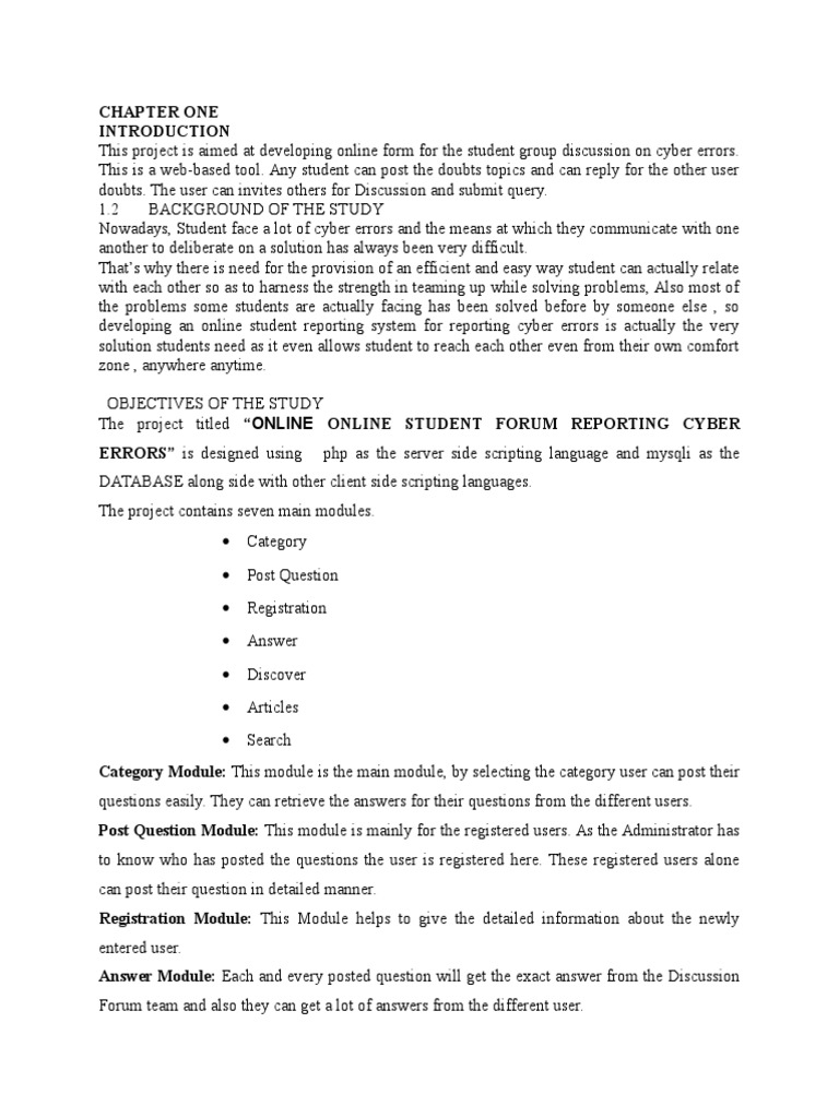 Online Discussion Forum Project Report2 PDF Social Networking