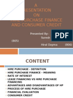 Hire Purchase Finance and Consumer Credit