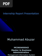 Download MBA MIS Internship Presentations by Muhammad Abuzar SN28072939 doc pdf
