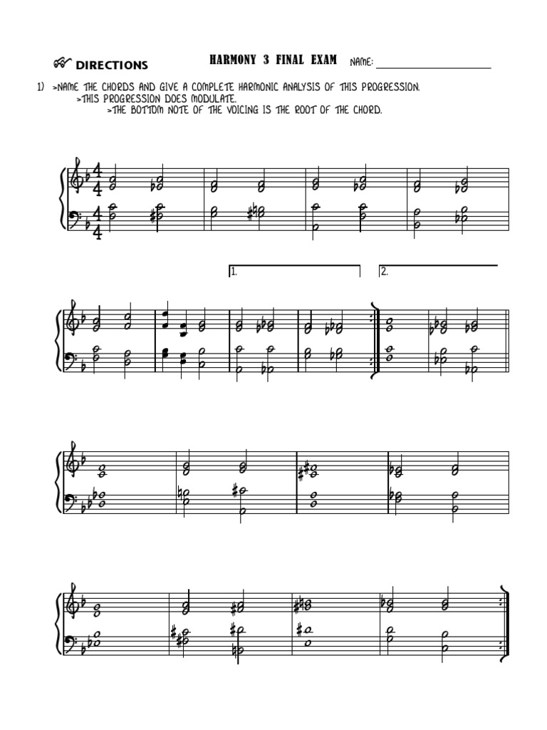 Harmony 3 Final Exam Fall 2014 PDF | PDF