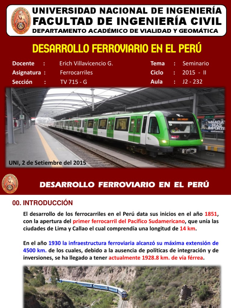 4 Desarrollo Ferroviario En El Peru Pdf Transporte Ferroviario Perú