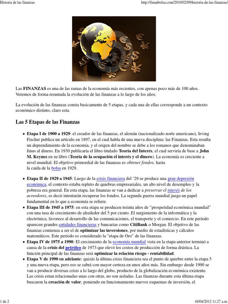 Historia de Las Finanzas | PDF