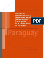 Patrones de comportamiento y desempeño institucional, gobernabilidad y corrupción en el sector público en Paraguay