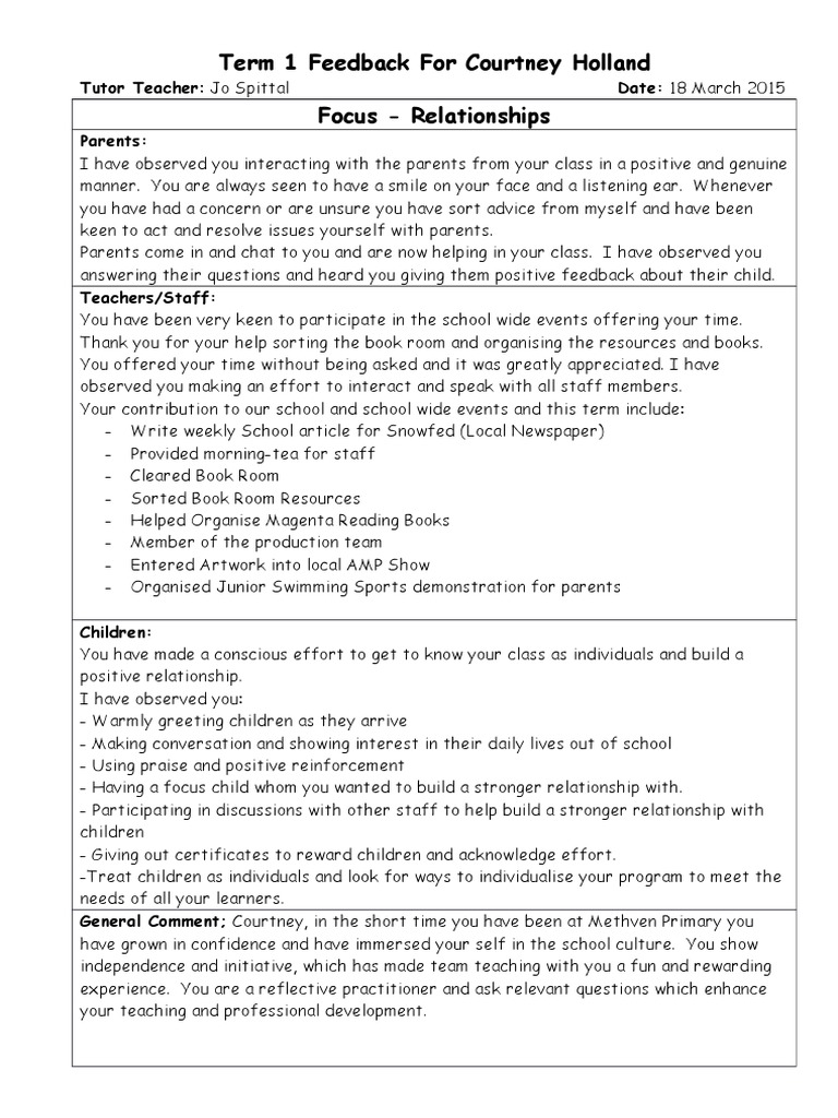 t1 Feedback PRT | PDF