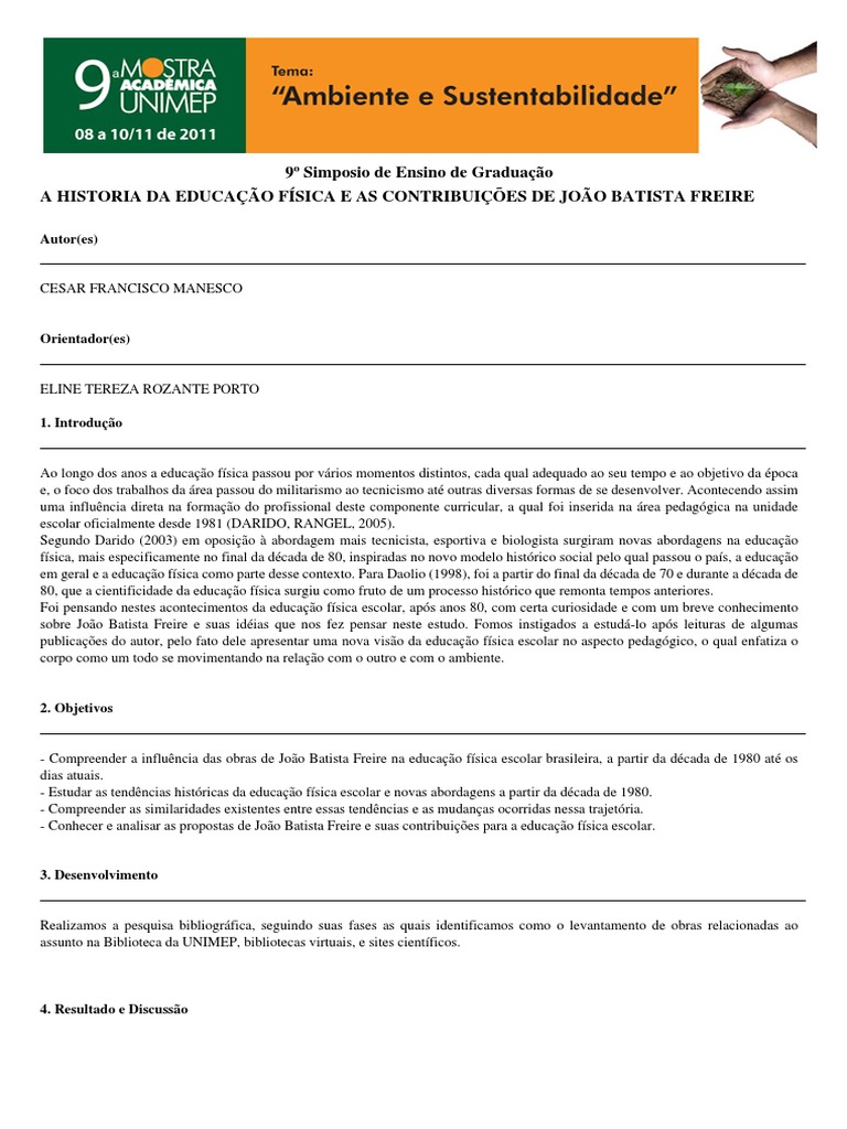 Simpósio de Esporte Na Escola 2, PDF, Pedagogia