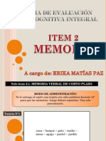 Item 2: Memoria (Beni)