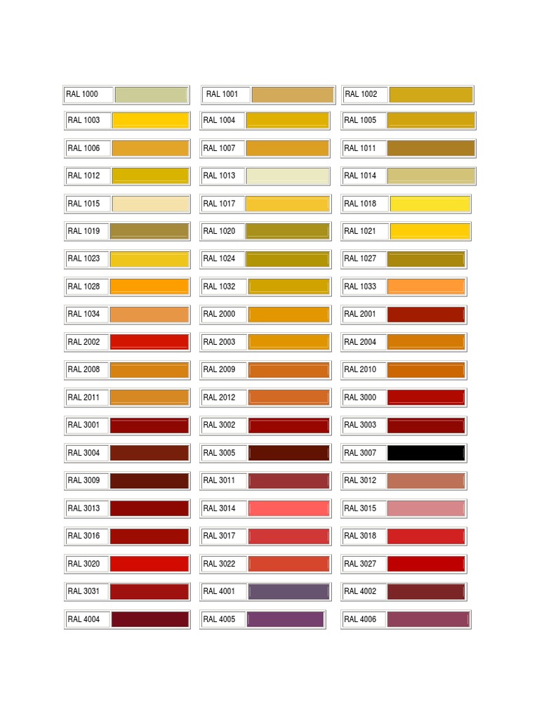 RAL Color Codes Reference Guide | PDF | Home & Garden | Technology ...