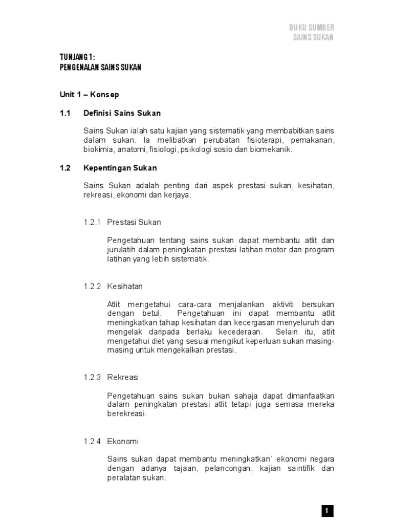 Buku Sumber Sains Sukan Tunjang 1 Pdf