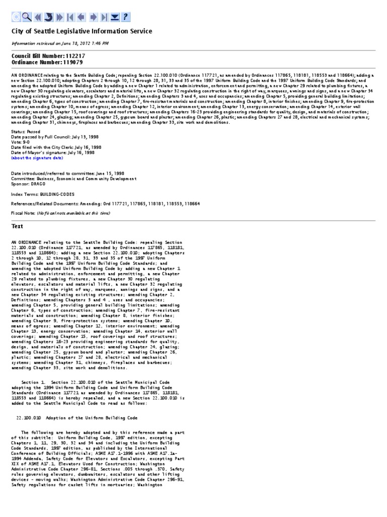 Seattle 1998 UBC Amendtments | PDF | Building Code | Deep Foundation