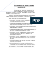 Personal Investment Management Agreement