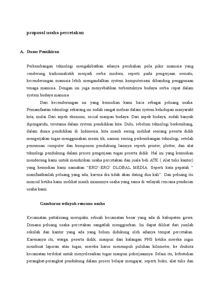 Proposal Usaha Percetakan Docx