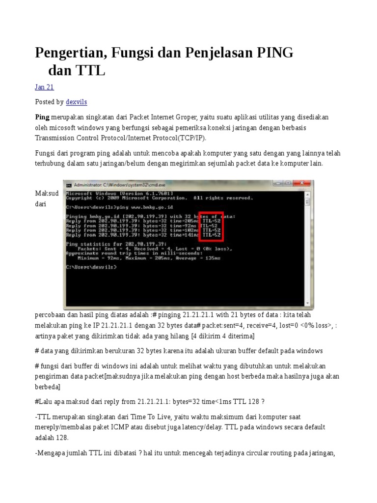 Pengertian dan Fungsi TTL pada PING | PDF | Metode & Bahan Ajar